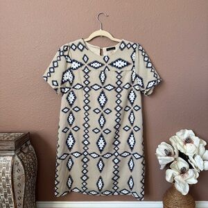 Cals Beige and Black Geometric Mini Dress